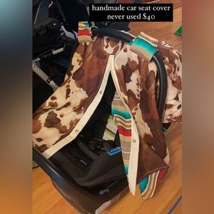 Cow print/ Serape print car seat cover for baby boy